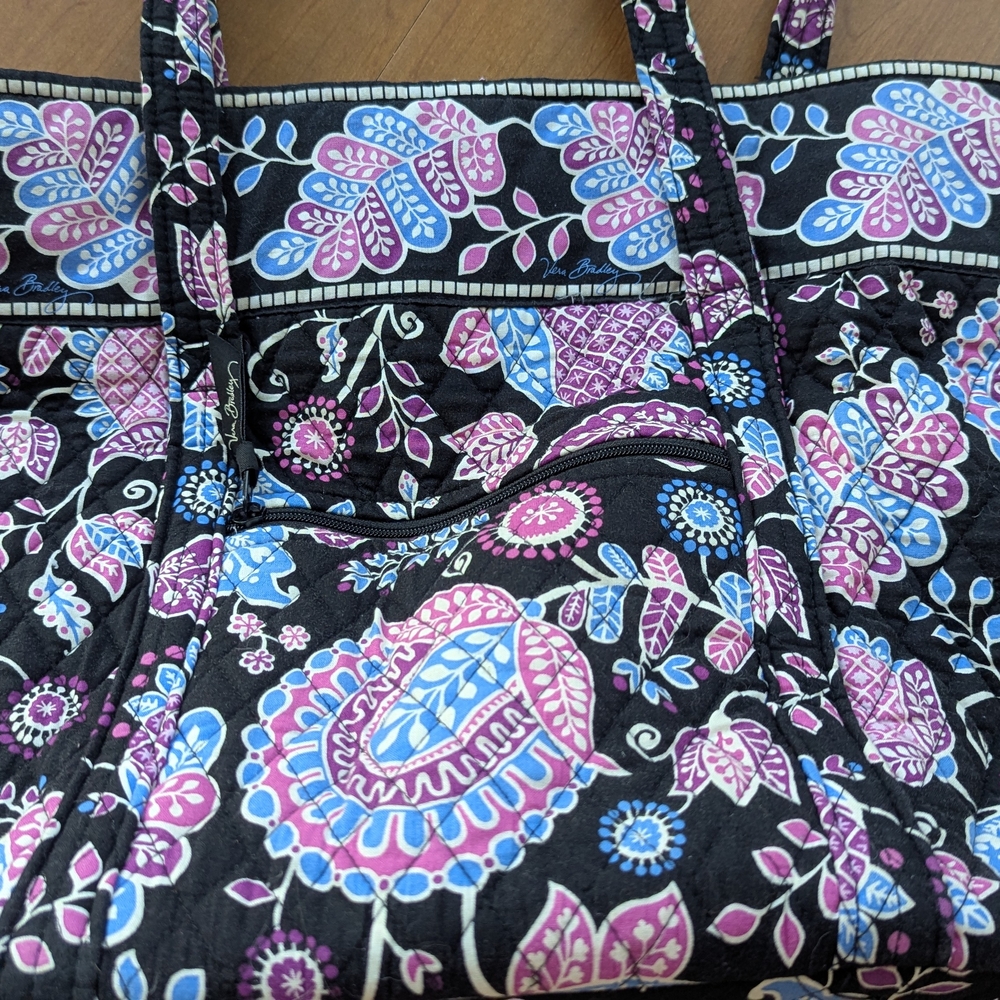Vera Bradley Black and Blue Floral Shoulder Bag